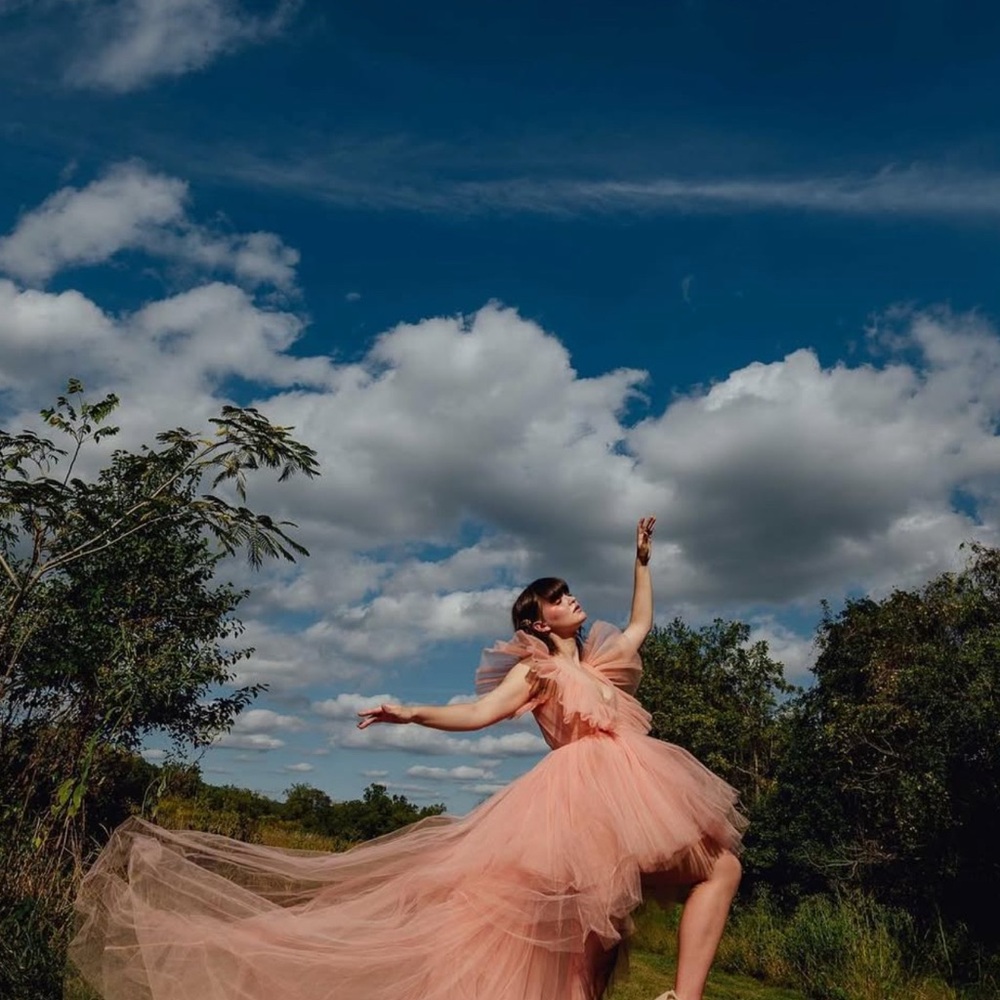 GIAMBATTISTA VALLI X H&M PEACH TULLE GOWN SIZE 34